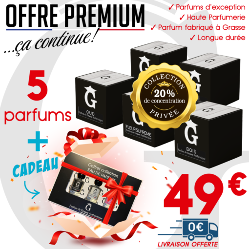Collection Privée : 5 parfums  + Cadeau coffret 3 PARFUMS G